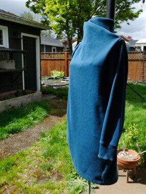 Athleta Cozy Karma Mock Neck Sweatshirt Dress — Teal — Size L